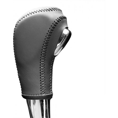 Loncky Black Genuine Leather Custom Fit Gear Shift Knob Cover for